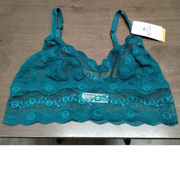 b.tempt'd by Wacoal NWT Small Green Spruced-Up Lace Kiss Unlined Bralette - Picture 2 of 7